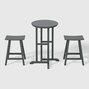 3-Piece Counter Bistro Table Set with Saddle Stools