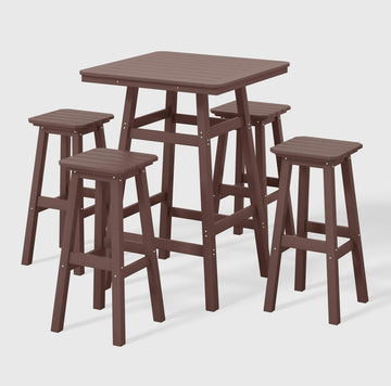 5-Piece Bar Bistro Table Set with Square Bar Stools
