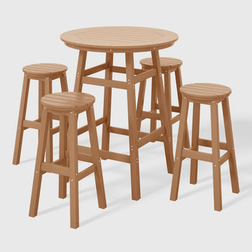 5-Piece Bar Bistro Table Set with Round Bar Stools
