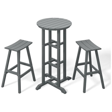 3-Piece Bar Bistro Table Set with Saddle Stools