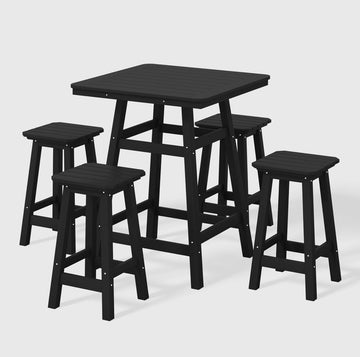 5-Piece Bistro Table Set with Square Counter Stools
