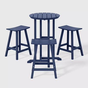 4-Piece Counter Bistro Table Set with Saddle Stools