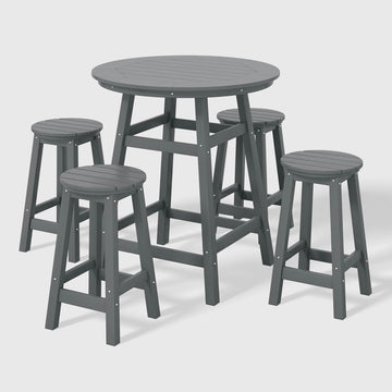 5-Piece Bistro Table Set with Round Counter Stools