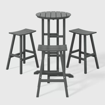 4-Piece Bar Bistro Table Set with Saddle Stools